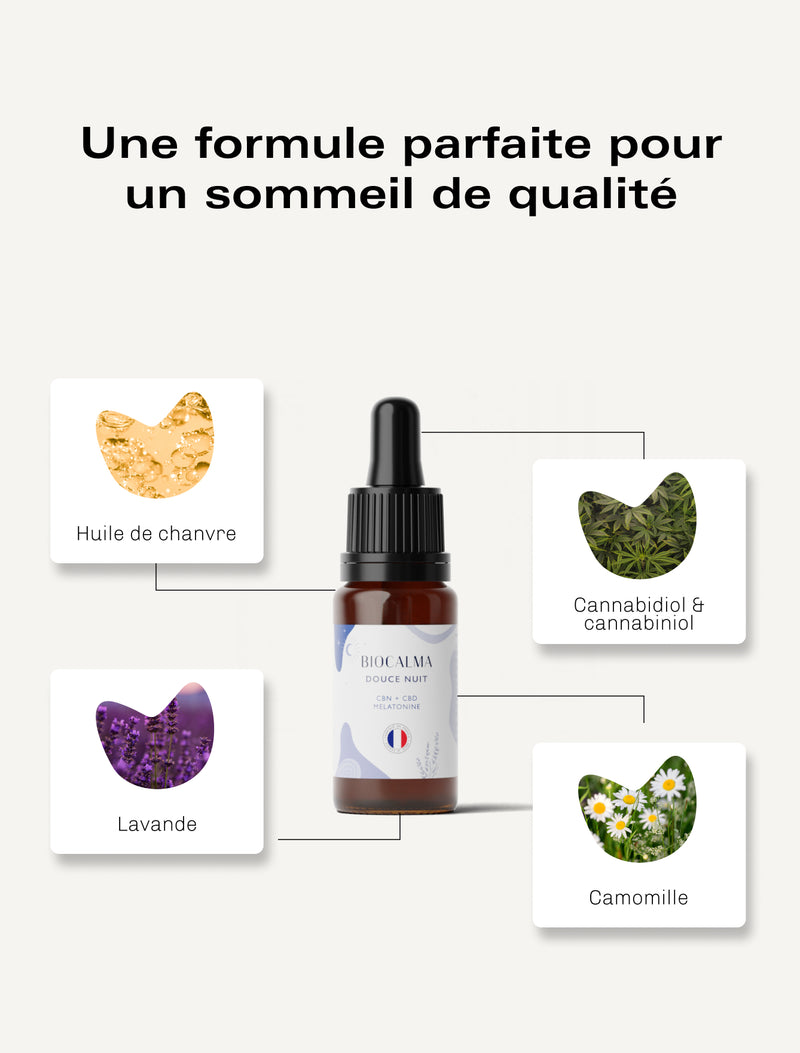 Huile Douce Nuit Bio (CBN + CBD + Mélatonine)